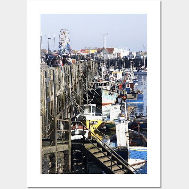 Fishing boats moored along Scarborough sea front, Yorkshire, UK Wall Art by richflintphoto